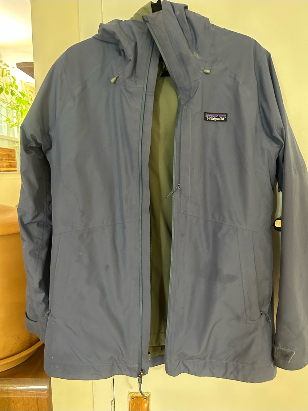 Patagonia Women's Hooded Shell Jacket - Slate Blue with Olive Lining